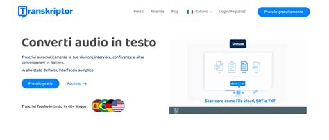 Interfaccia di caricamento file di Transkriptor