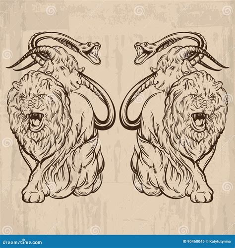 Illustrazione mitologica di una chimera