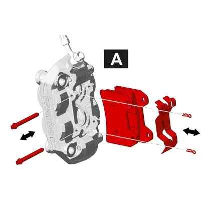 Dettaglio delle pastiglie freno all'interno della pinza