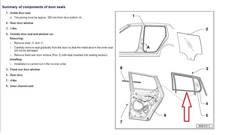 Skoda Fabia left rear door glass diagram