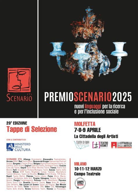 Manifesto del Premio Scenario con elementi teatrali e culturali