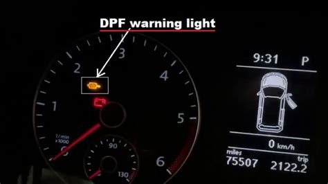 Dashboard warning light for DPF