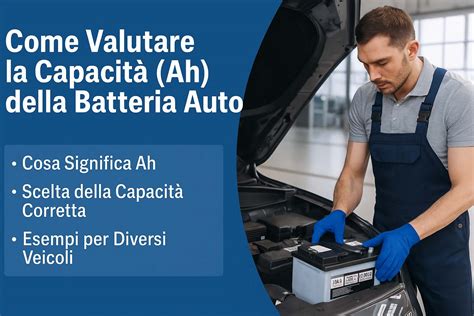 Schema di una batteria auto con indicazione della capacità (Ah) e del posizionamento dei poli