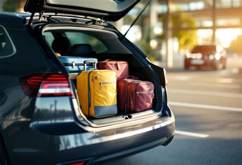Interno auto con bagagli ben organizzati