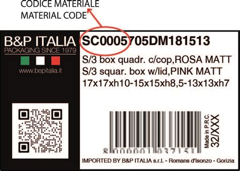 Etichetta con codice di riferimento del ricambio