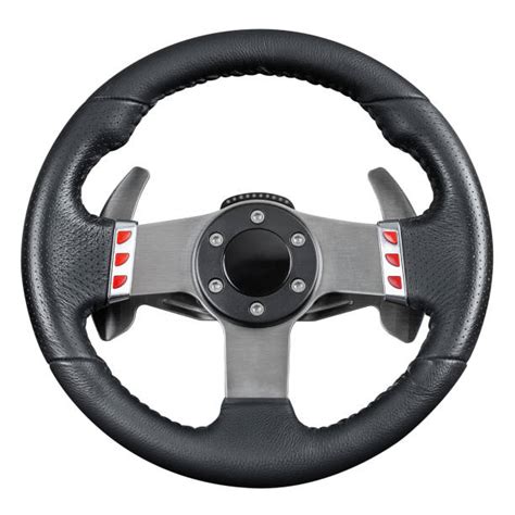 Dettaglio del volante da corsa con pulsanti e display