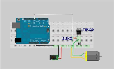 Schema di pilotaggio motorino con TIP120 e Arduino