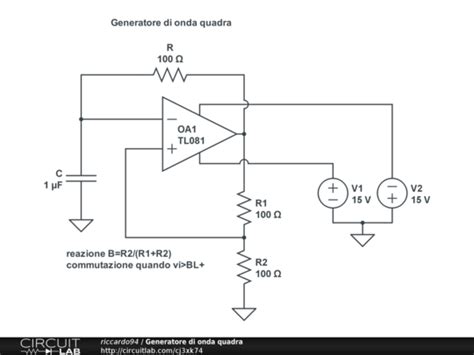 Schema circuito generatore di onda quadra