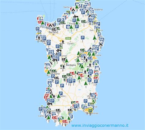 mappa dei migliori campeggi in Sardegna