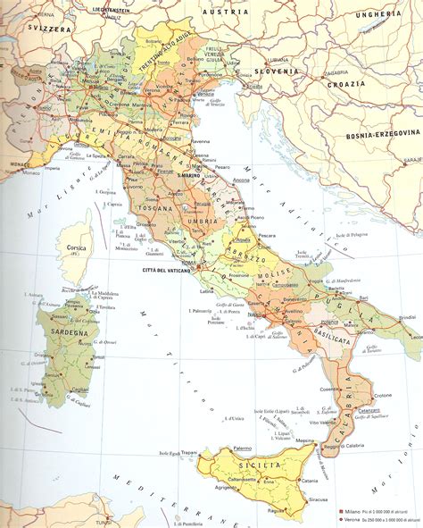 Cartina politica dell'Italia