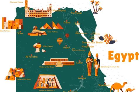Mappa dell'Egitto con i simboli dei Phylakes