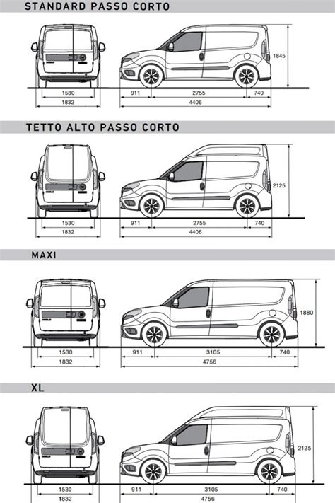 Dimensioni vano di carico Fiat Doblò Cargo