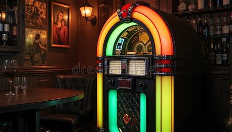 Persona che seleziona musica su un jukebox vintage in un bar affollato