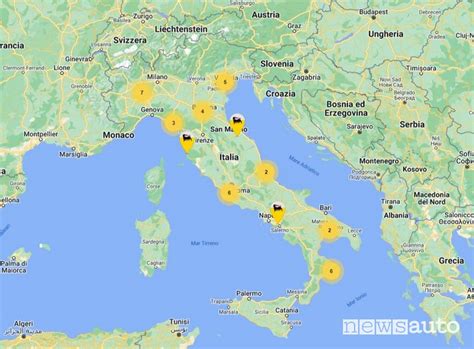 Mappa dell'Italia che mostra le regioni con distributori Eni 