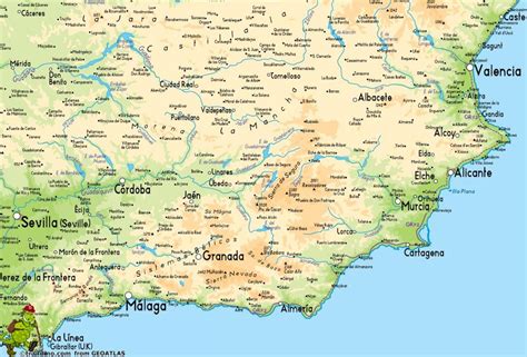 Mappa del sud della Spagna che evidenzia il percorso costiero da Jerez verso lo Stretto di Gibilterra