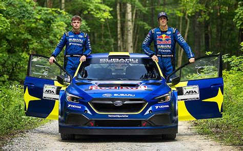 Rally driver in a Subaru