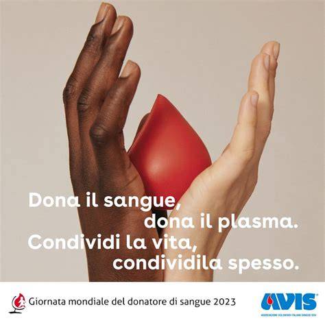 Logo AVIS con lo sfondo di donazioni di sangue