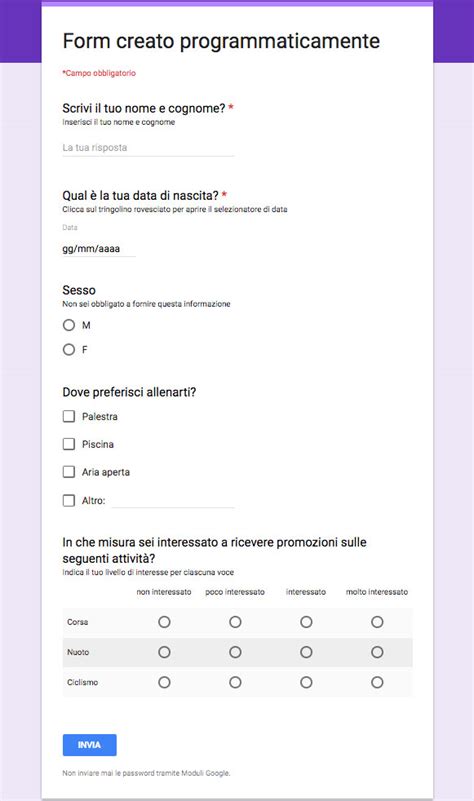 Screenshot di Google Forms con un esempio di componente aggiuntivo installato