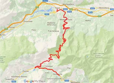 Mappa del Colle delle Finestre e delle strade circostanti