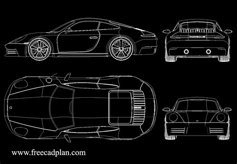Blocchi CAD di auto Porsche in un ambiente di progettazione