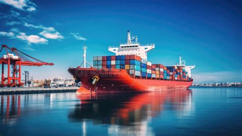 Un porto commerciale con gru e navi cargo attraccate