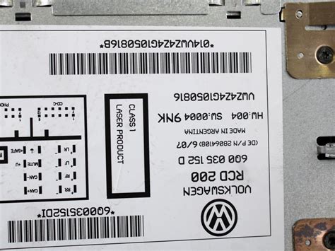 Codice ricambio autoradio Volkswagen