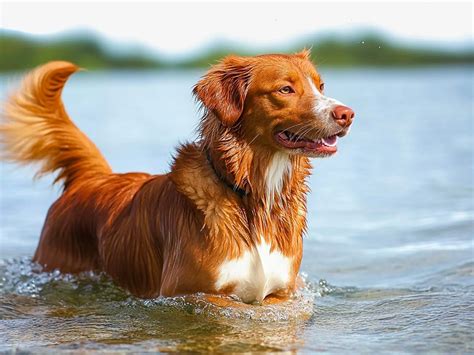 Nova Scotia Duck Tolling Retriever che corre sulla spiaggia