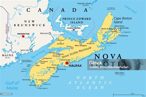 Mappa della Nuova Scozia con evidenziata la Yarmouth County