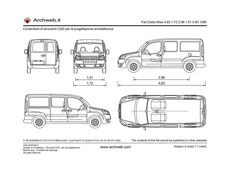 Schema di una Fiat Doblo con punti evidenziati sulla carrozzeria