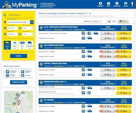 Interfaccia prenotazione parcheggio online
