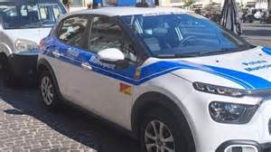 Immagine di un'auto della polizia con targa ben visibile