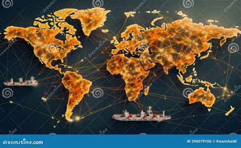 Mappa con rotte di spedizione globali