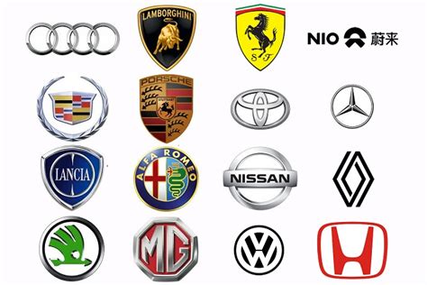 Logo di diverse marche automobilistiche come Honda, Subaru, Mitsubishi, Mini