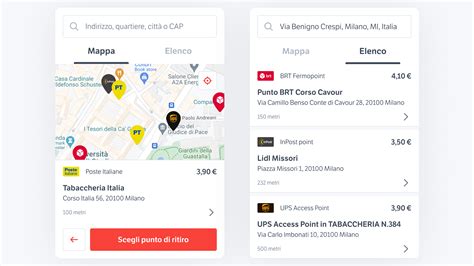 Mappa punti di ritiro BRT e InPost in Italia