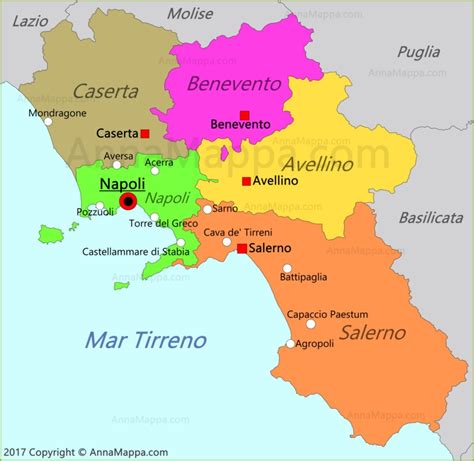 Mappa politica e geografica della Campania
