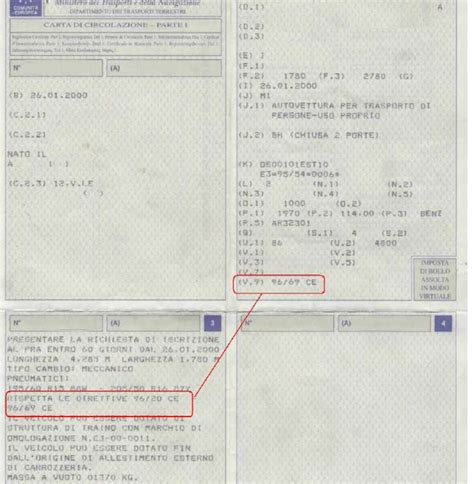 Libretto di circolazione con indicazione classe Euro