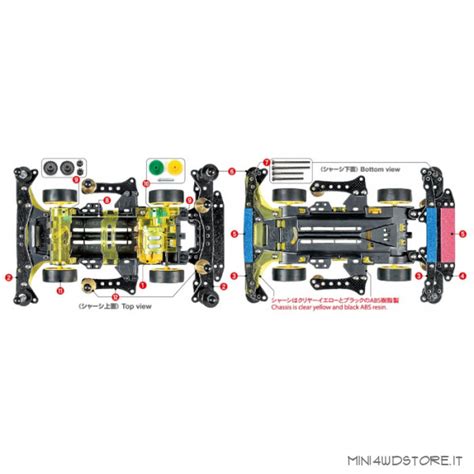 Dettaglio telaio Mini 4WD in carbonio