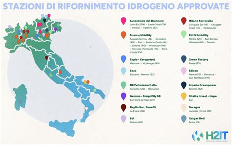 Mappa delle stazioni di rifornimento idrogeno in Europa con focus sull'Italia