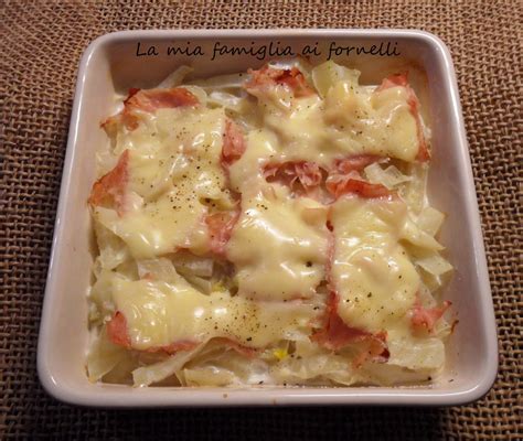 Finocchi gratinati con formaggio e prosciutto