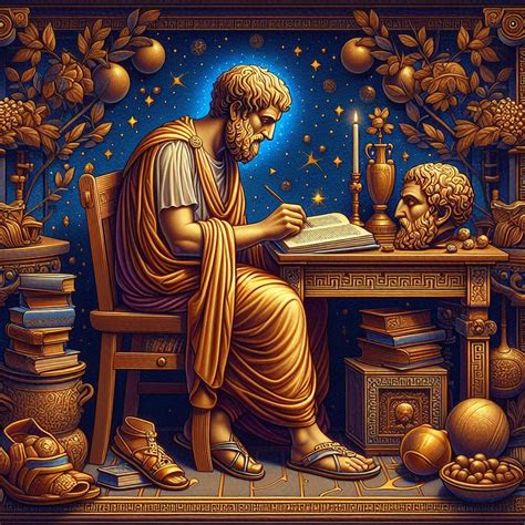 illustrazione di Aristotele che riflette