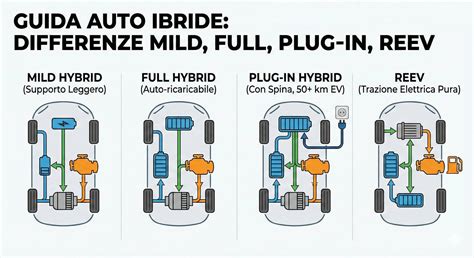 Infografica: Confronto tra auto mild, full e plug-in hybrid