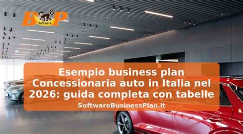 Concessionaria auto, finanziamento e business plan