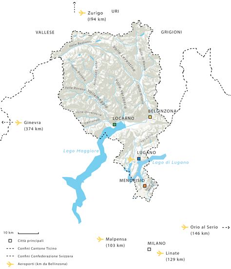 Mappa del Ticino e delle Valli