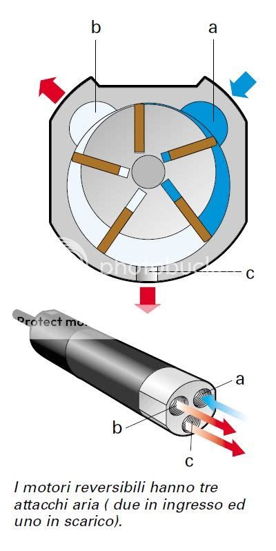 Schema di funzionamento di un motore pneumatico a palette