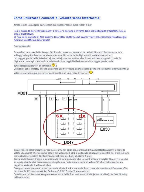 Schema elettrico di un'interfaccia comandi al volante