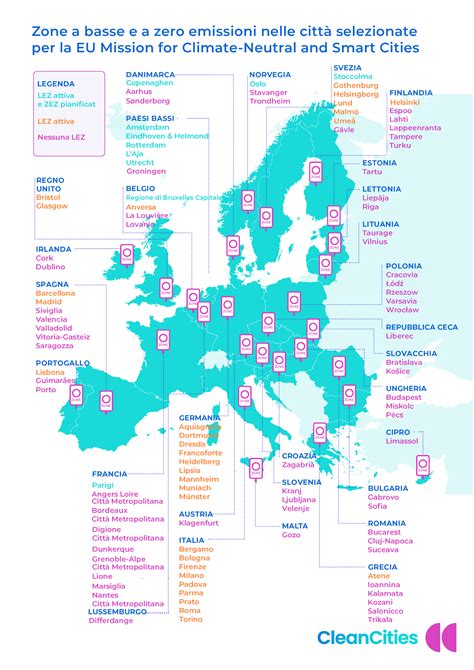 Mappa delle zone a basse emissioni in una città italiana
