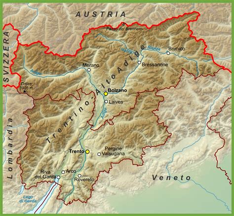 Mappa dell'Alto Adige che evidenzia la posizione di Sterzing (Vipiteno)