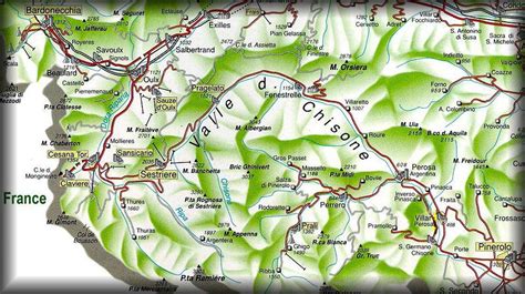 Mappa della Val Germanasca con indicazione di Prali e dell'Altopiano dei Tredici Laghi