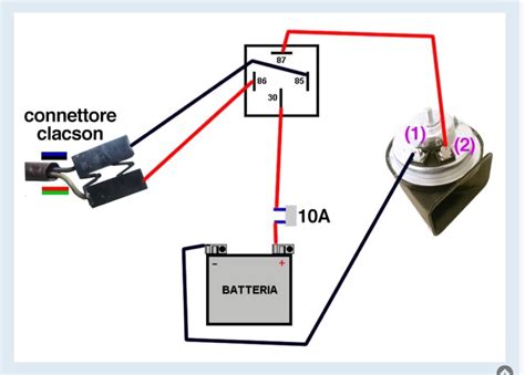 Schema elettrico per clacson con relè