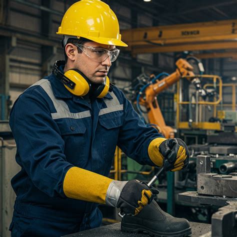 Lavoratore con DPI in ambiente metalmeccanico